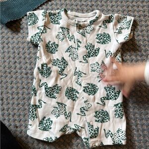 Baby One-Piece with Green Frog Print